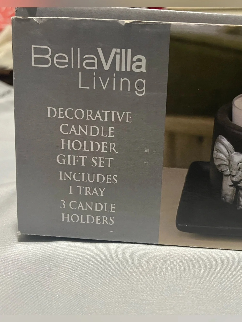 Black and Silver Elephant Candle Holder Set